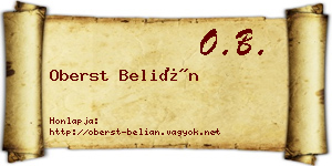 Oberst Belián névjegykártya